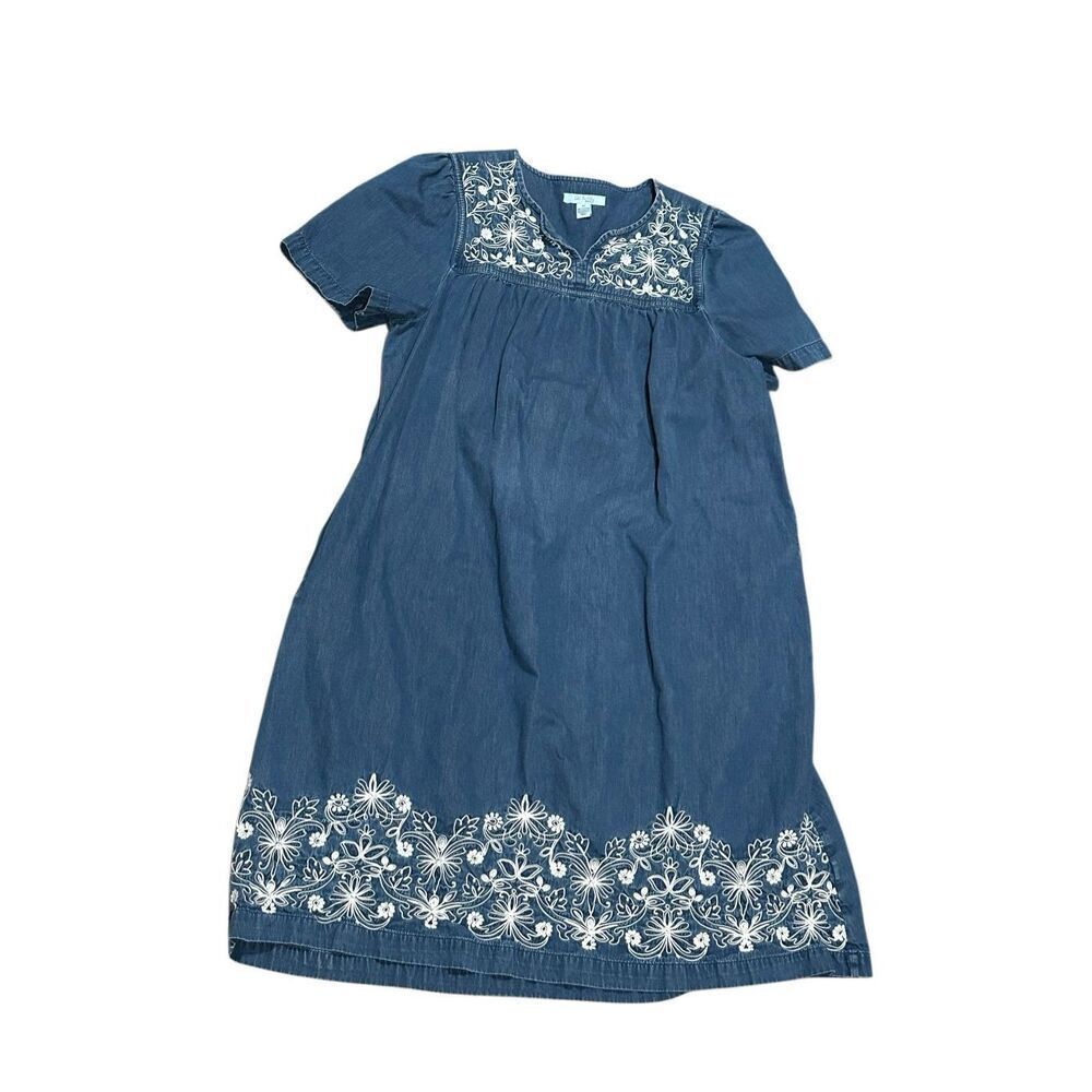 Go softly patio denim embroidered dress lounge M